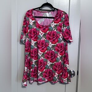 Floral Pink and Green Women's Top